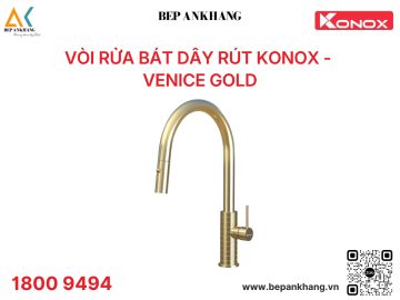 Vòi rửa bát dây rút Konox - Venice Gold